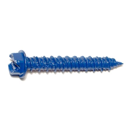 Midwest Fastener Masonry Screw, 1/4" Dia., Hex, 1 3/4 in L, Steel Blue Ruspert, 100 PK 09267
